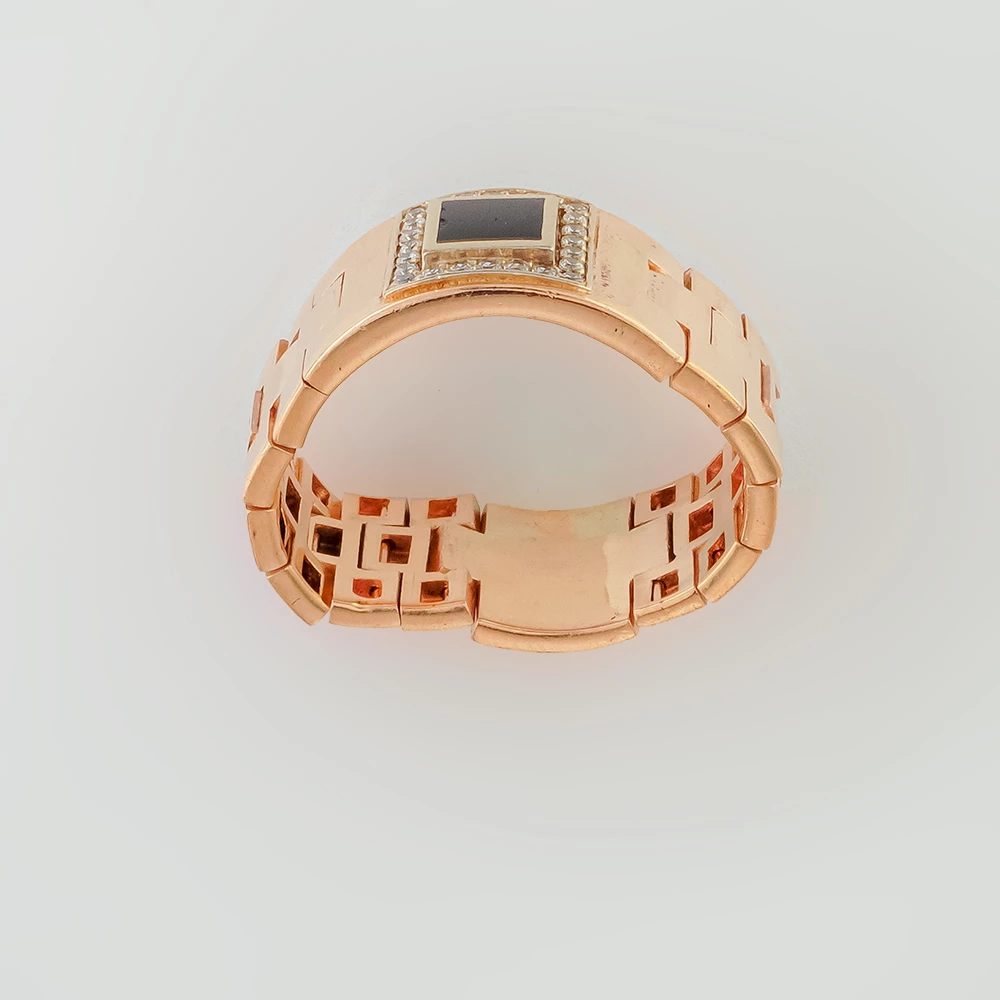 Кольцо с ониксом из красного золота 585 пробы