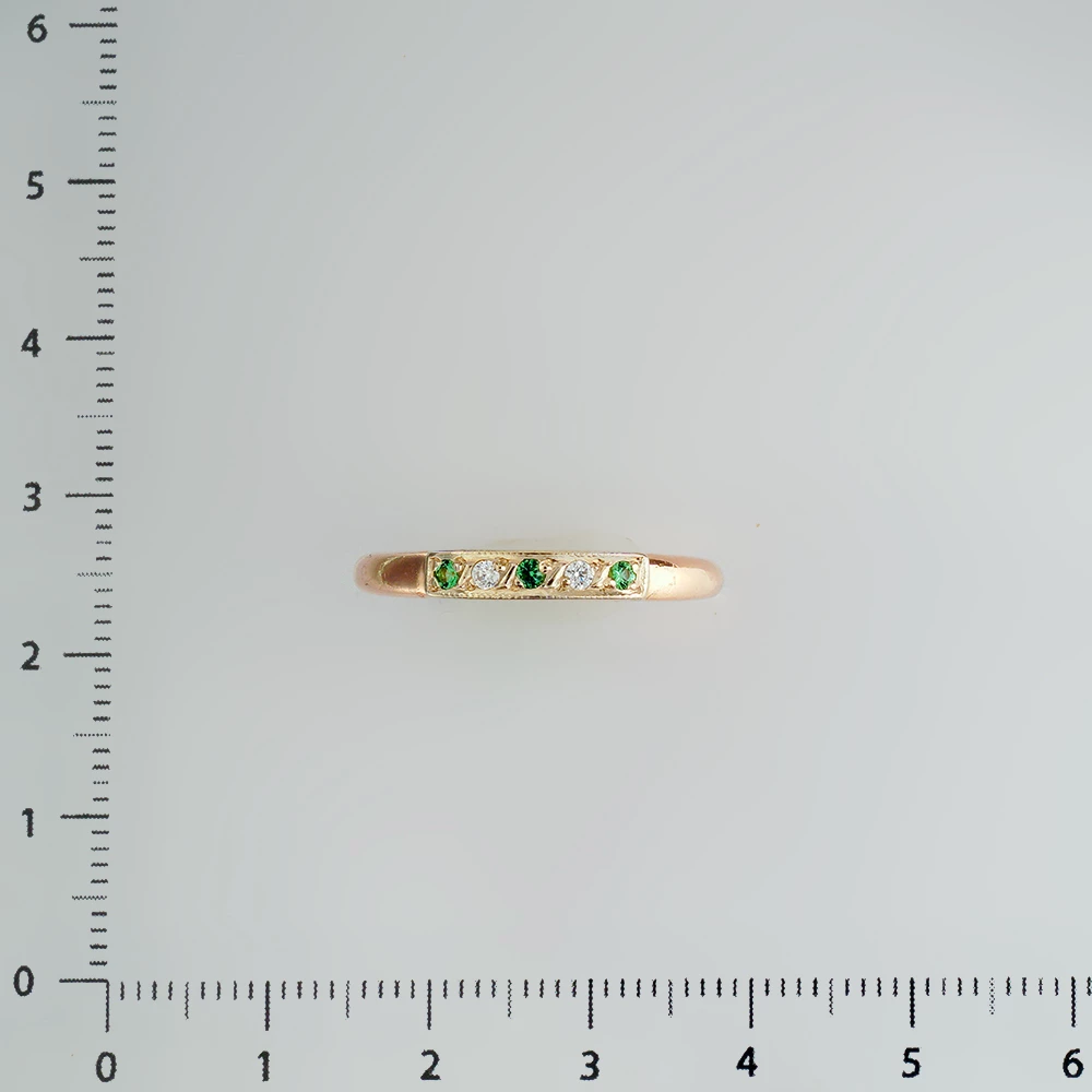 Кольцо с фианитом из красного золота 585 пробы