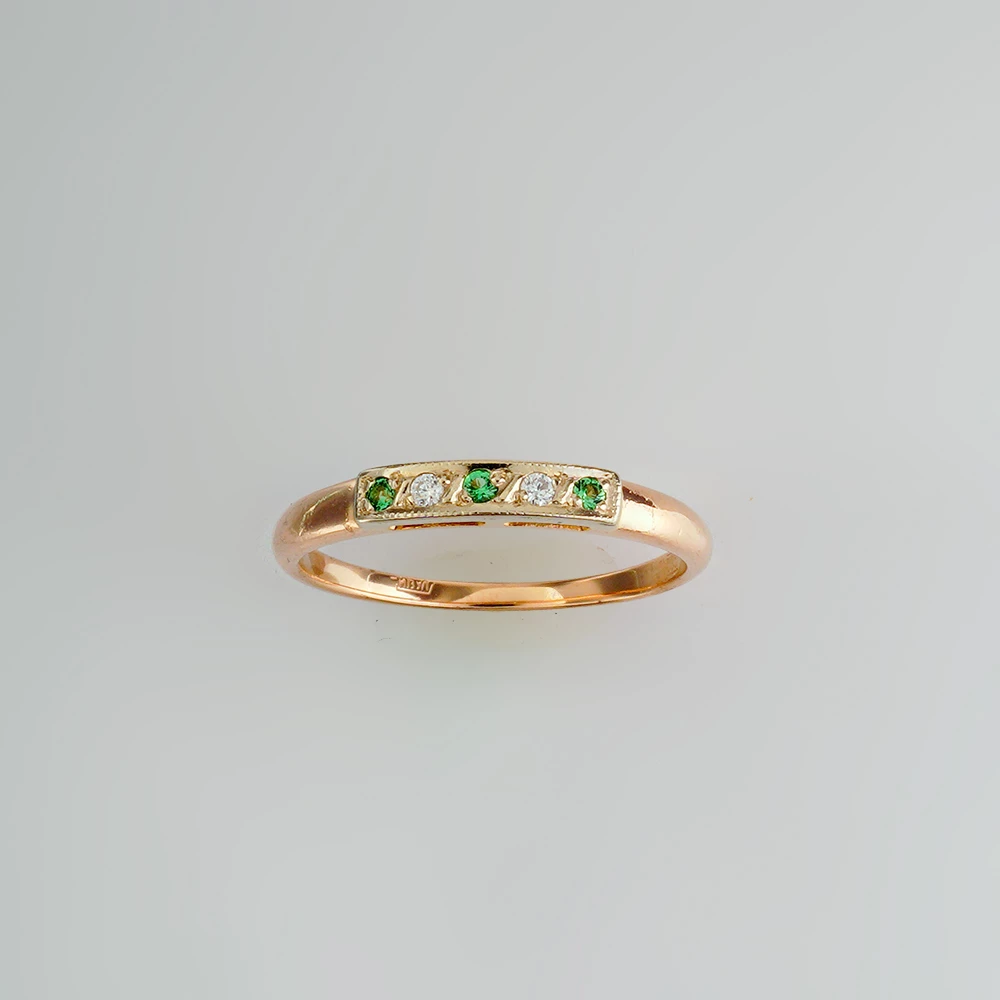 Кольцо с фианитом из красного золота 585 пробы