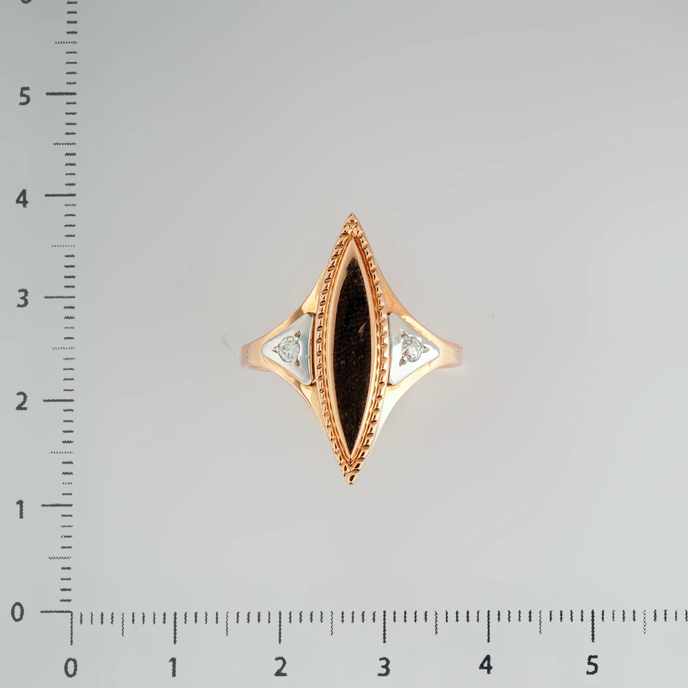 Кольцо с фианитом из красного золота 585 пробы