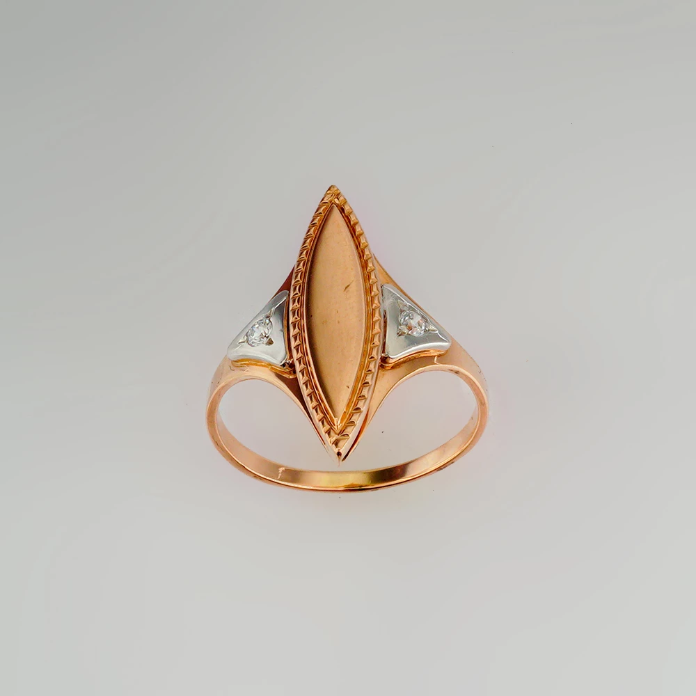 Кольцо с фианитом из красного золота 585 пробы