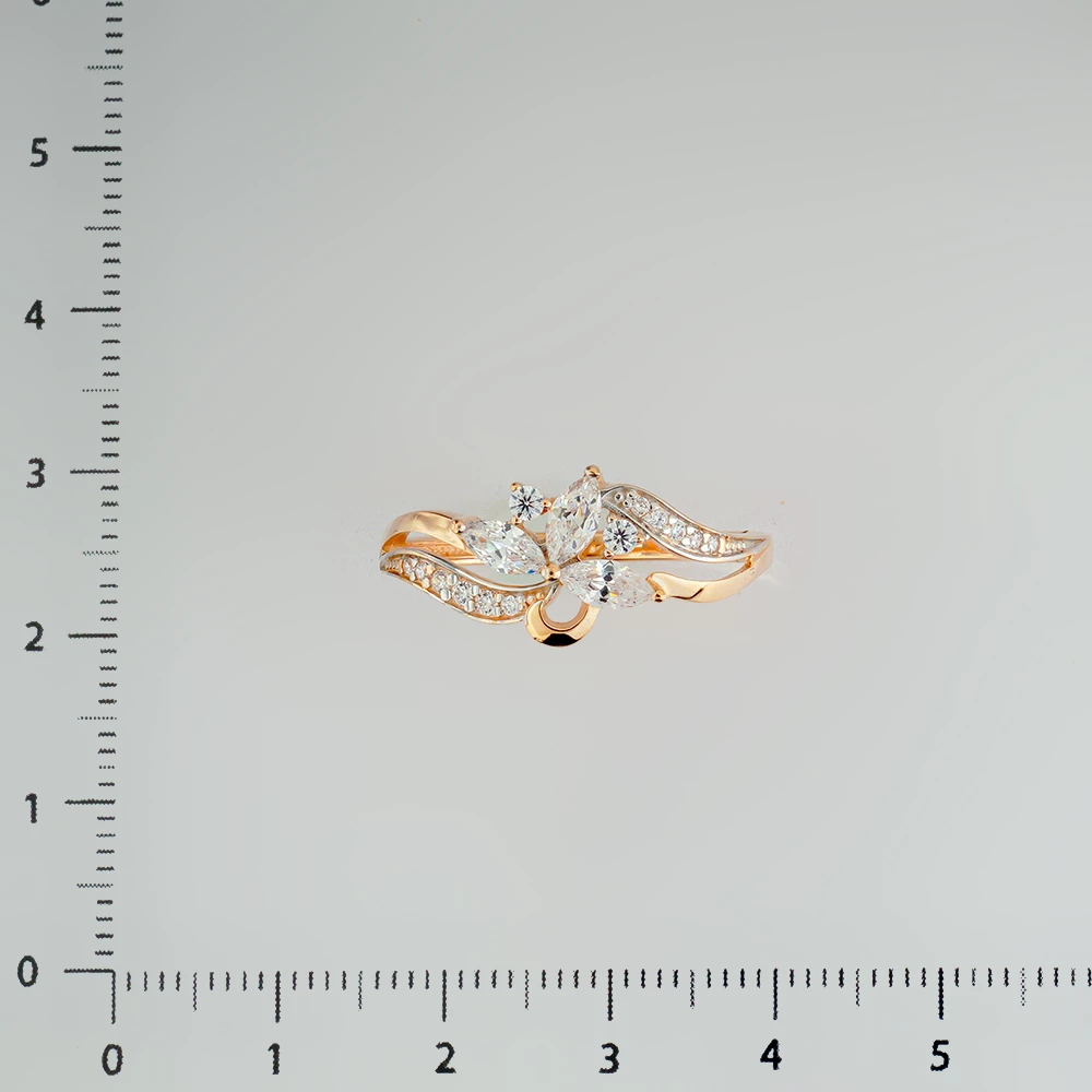 Кольцо с фианитом из красного золота 585 пробы