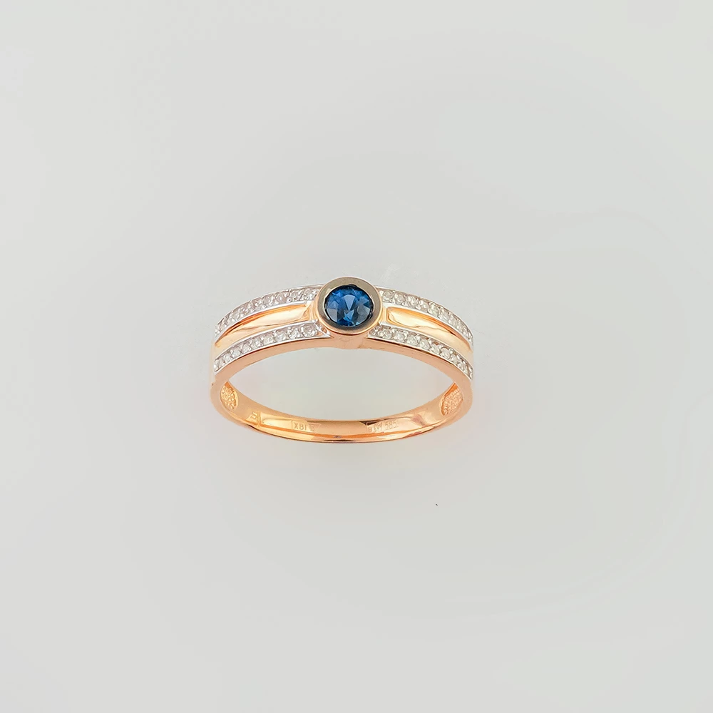 Кольцо с сапфиром из красного золота 585 пробы