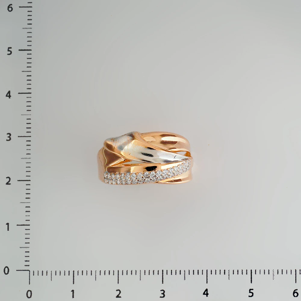 Кольцо с фианитом из красного золота 585 пробы