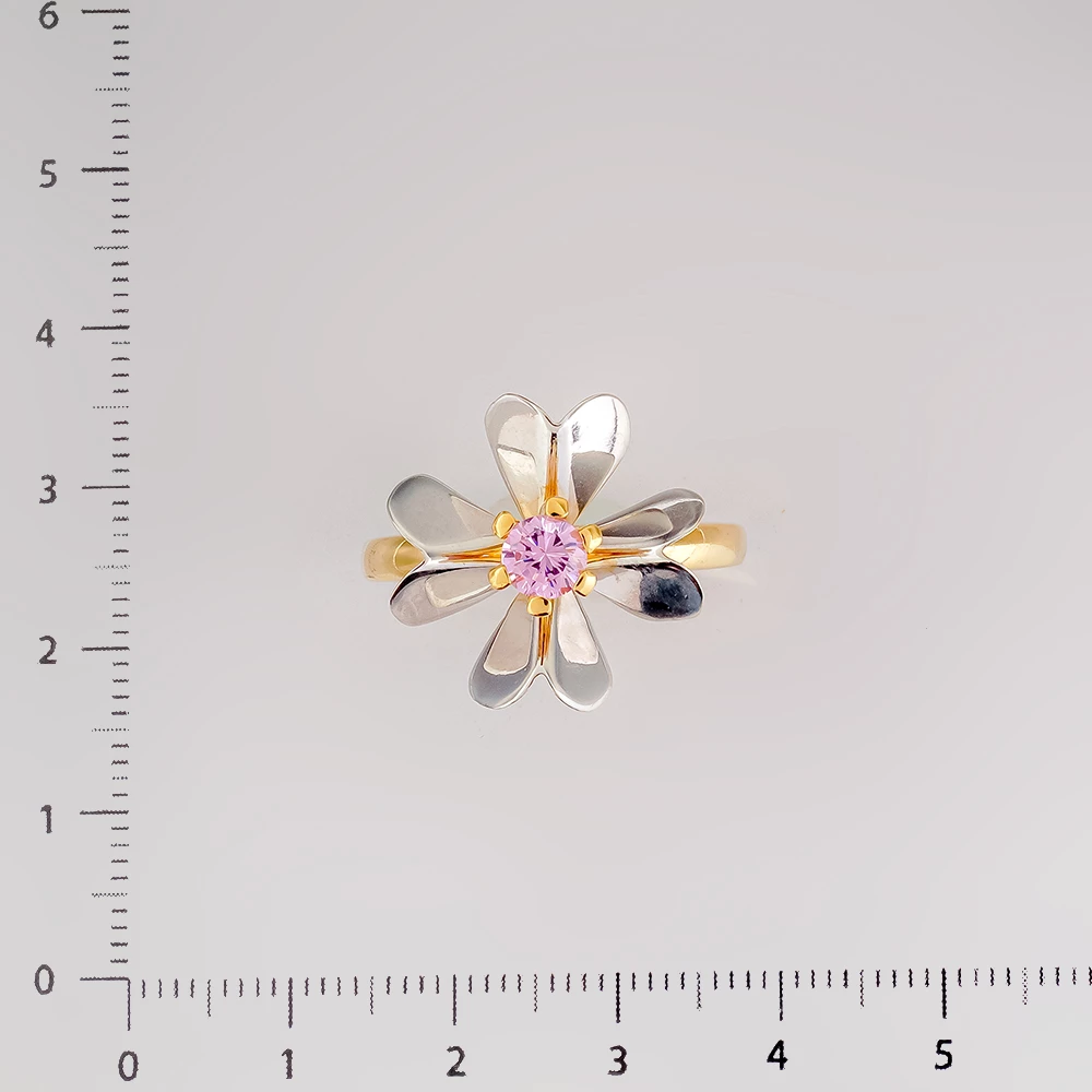 Кольцо с фианитом из желтого золота 585 пробы