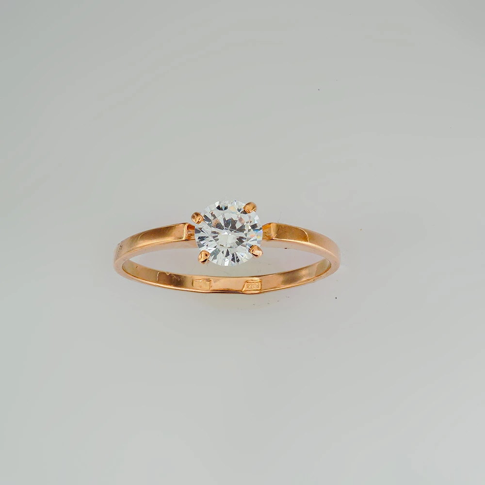 Кольцо с фианитом из красного золота 585 пробы