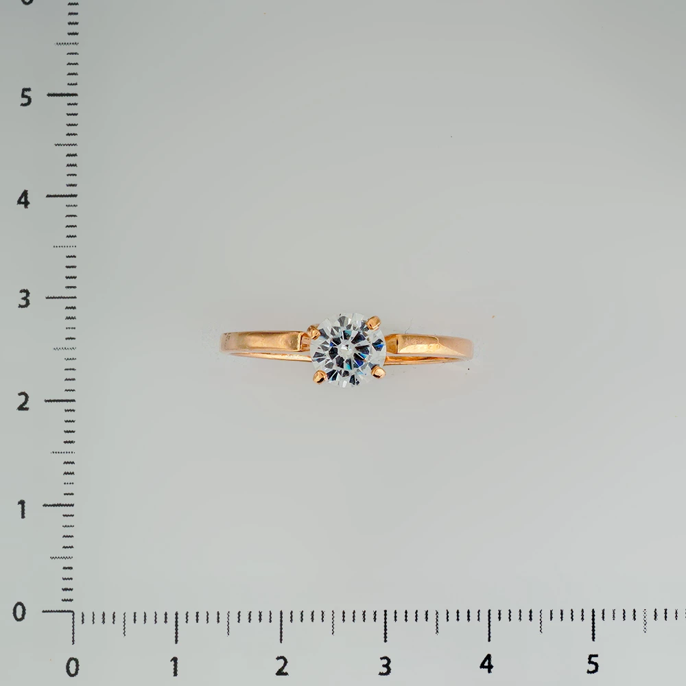 Кольцо с фианитом из красного золота 585 пробы