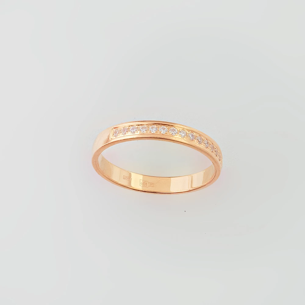 Кольцо с фианитом из красного золота 585 пробы