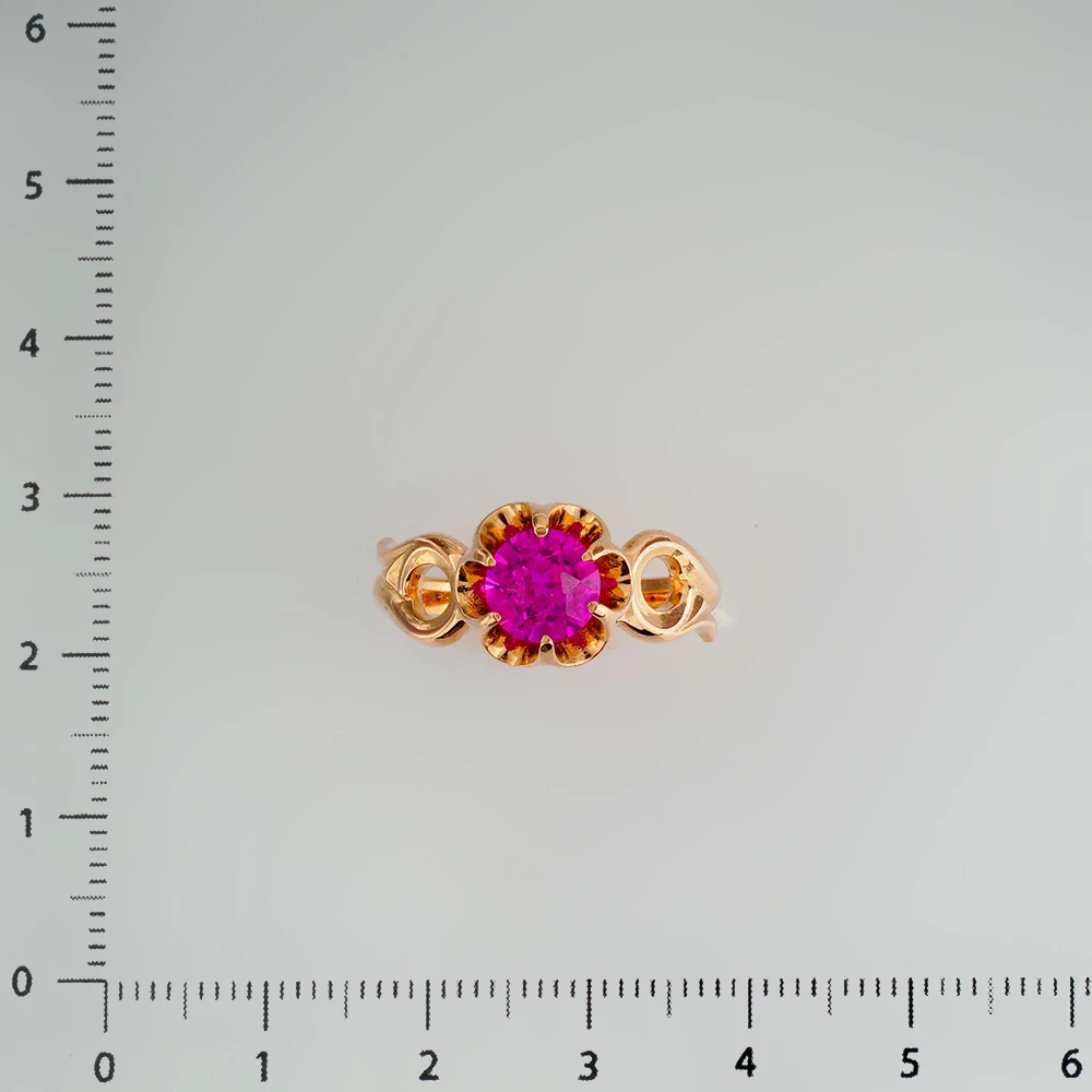 Кольцо с фианитом из красного золота 583 пробы