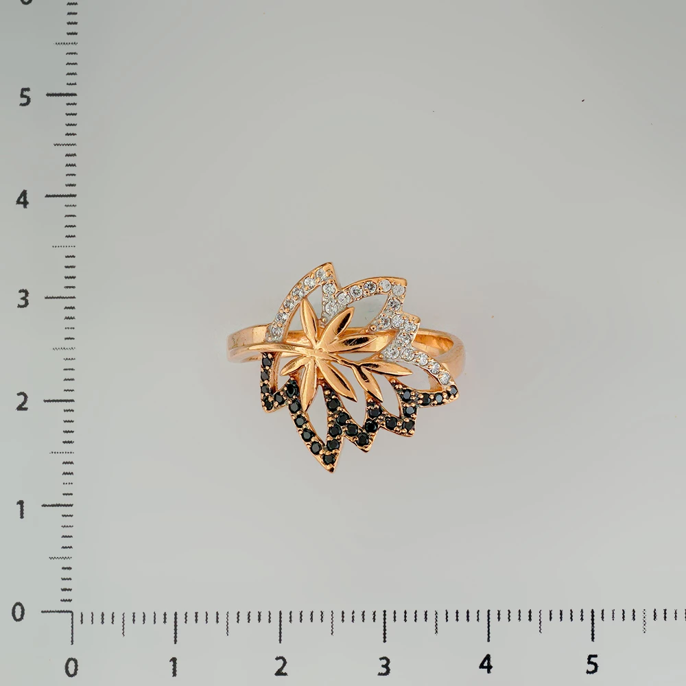 Кольцо с фианитом из красного золота 585 пробы