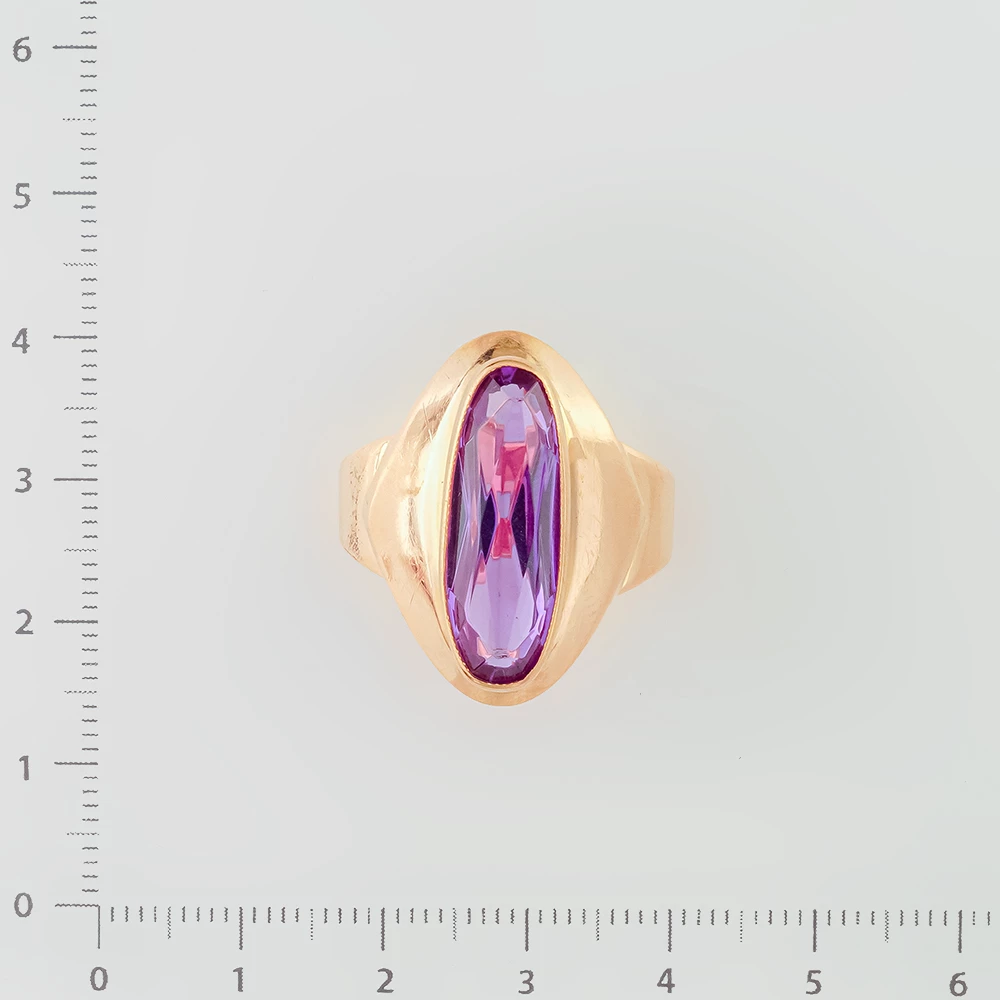 Кольцо с фианитом из красного золота 583 пробы