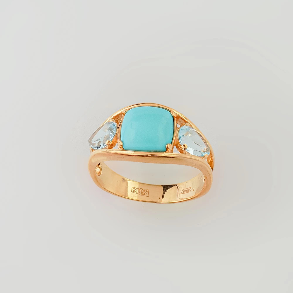 Кольцо с бирюзой из красного золота 585 пробы