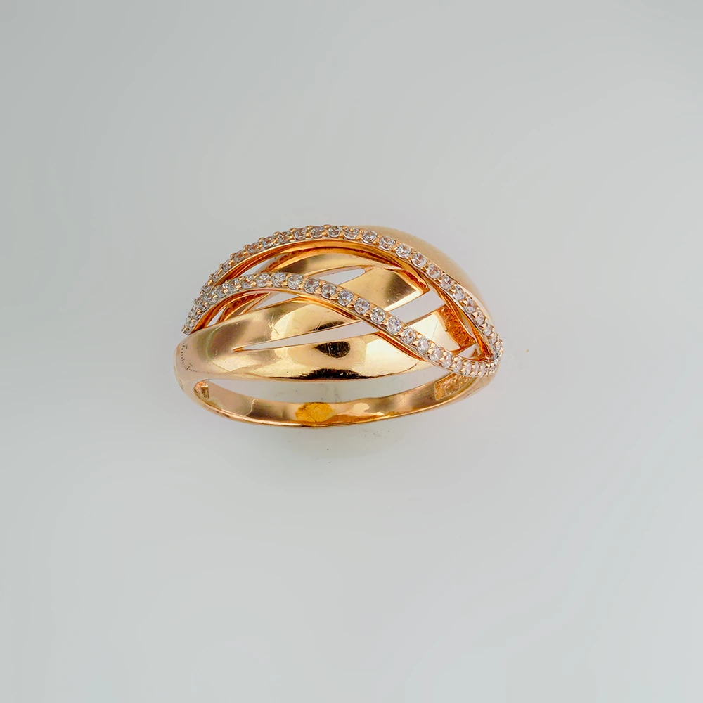 Кольцо с фианитом из красного золота 585 пробы