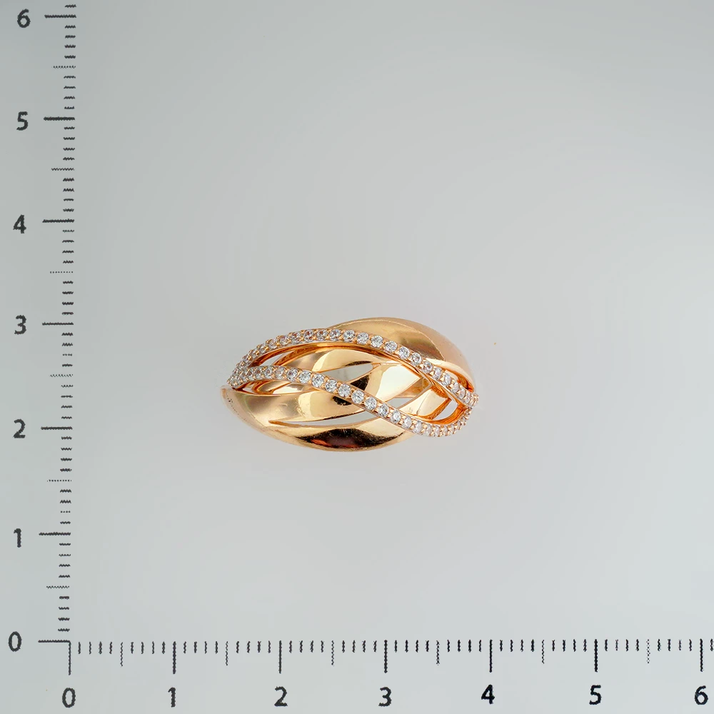 Кольцо с фианитом из красного золота 585 пробы