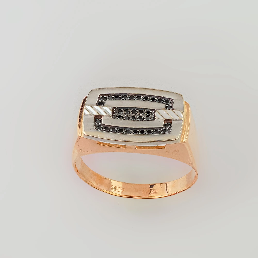 Кольцо с фианитом из красного золота 585 пробы