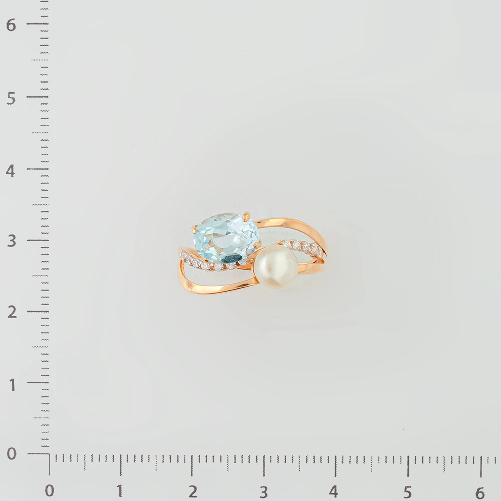 Кольцо с топазом из красного золота 585 пробы