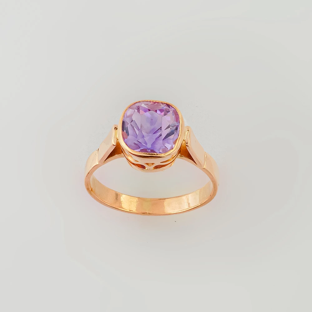 Кольцо с аметистом из красного золота 583 пробы