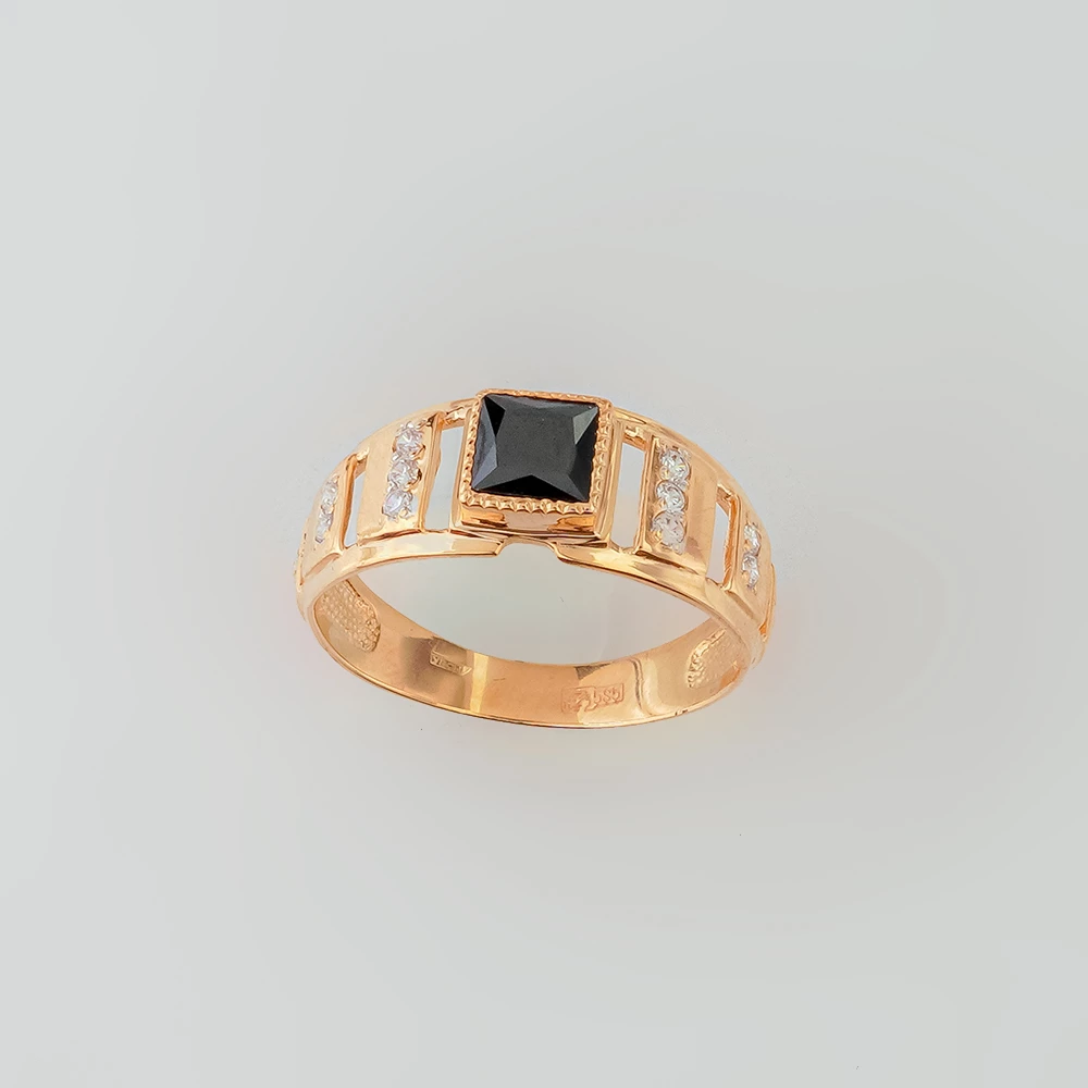 Кольцо с фианитом из красного золота 585 пробы