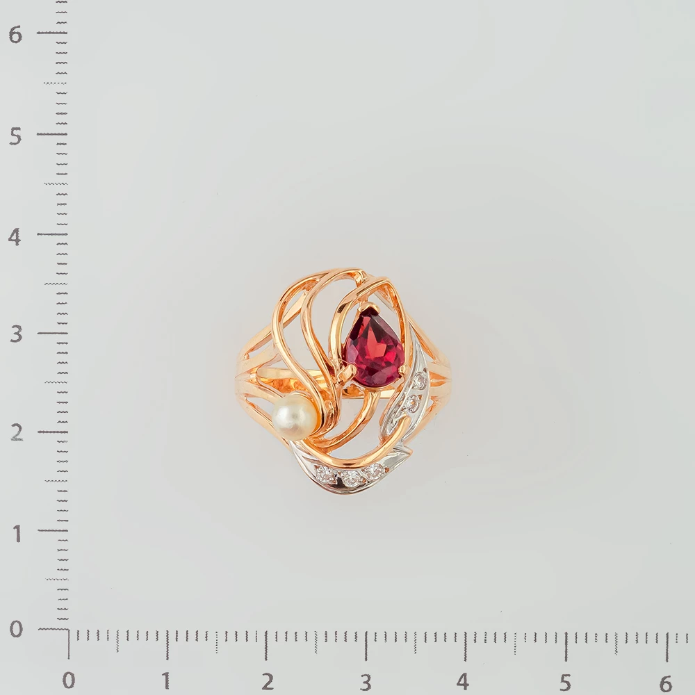 Кольцо с гранатом из красного золота 585 пробы