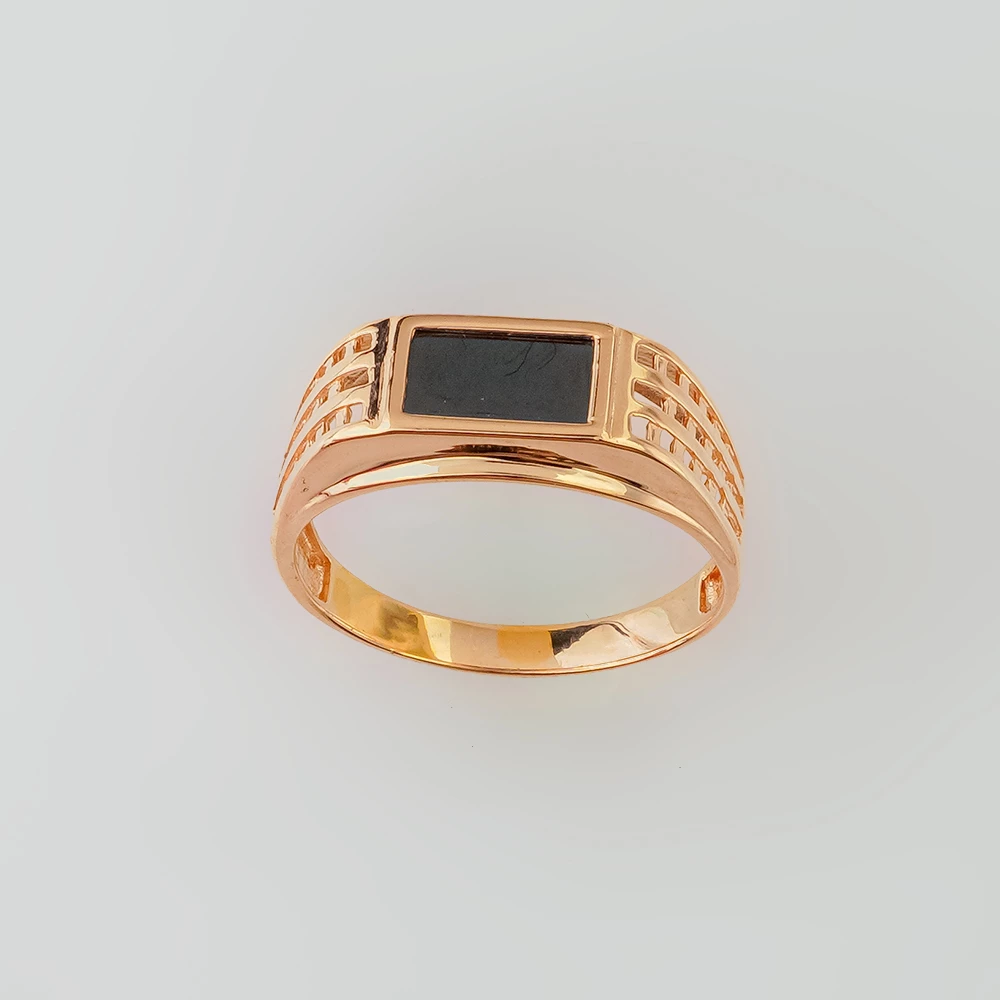 Кольцо с фианитом из красного золота 585 пробы