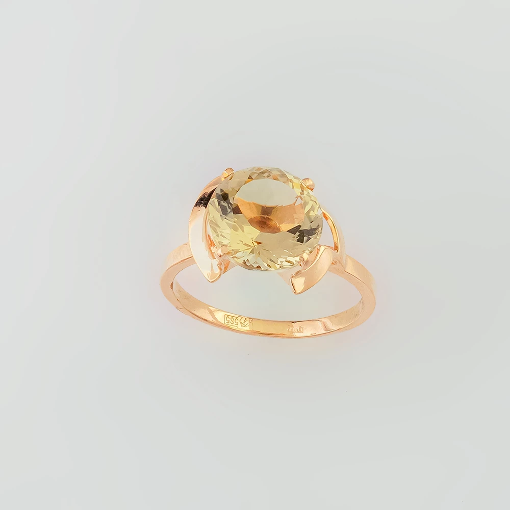 Кольцо с празиолитом из красного золота 585 пробы