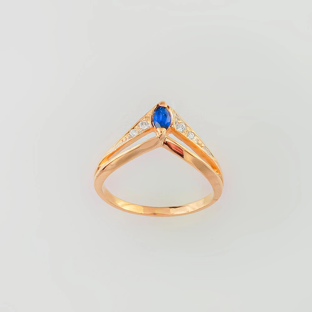 Кольцо с ситаллом из красного золота 585 пробы