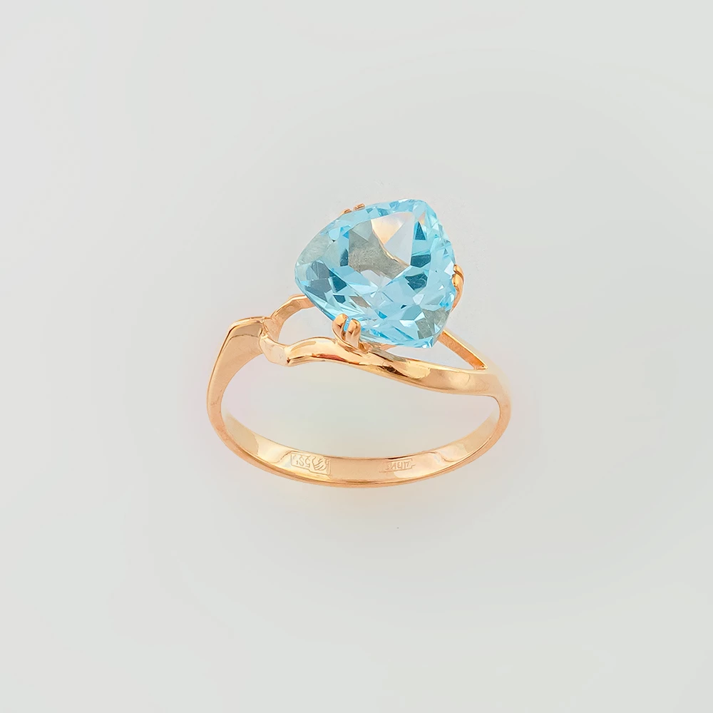 Кольцо с топазом из красного золота 585 пробы