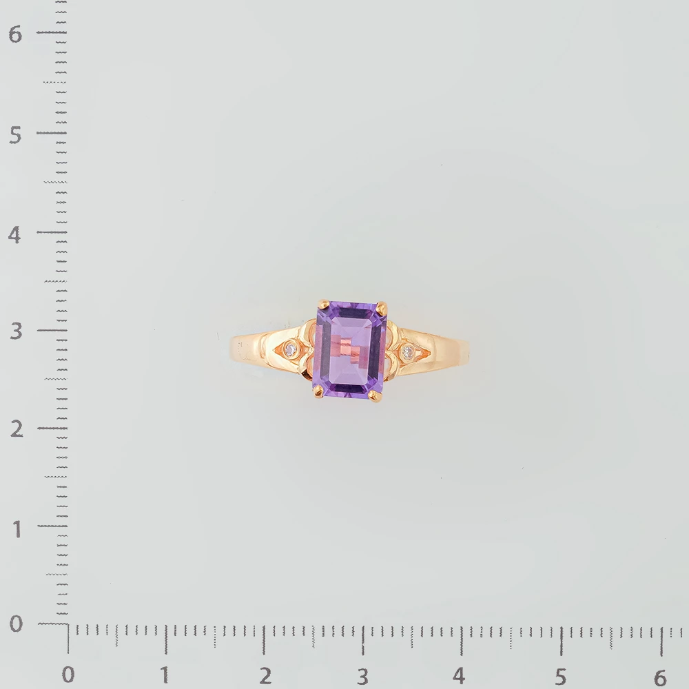 Кольцо с аметистом из красного золота 585 пробы