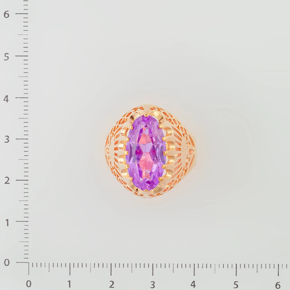 Кольцо с фианитом из красного золота 583 пробы