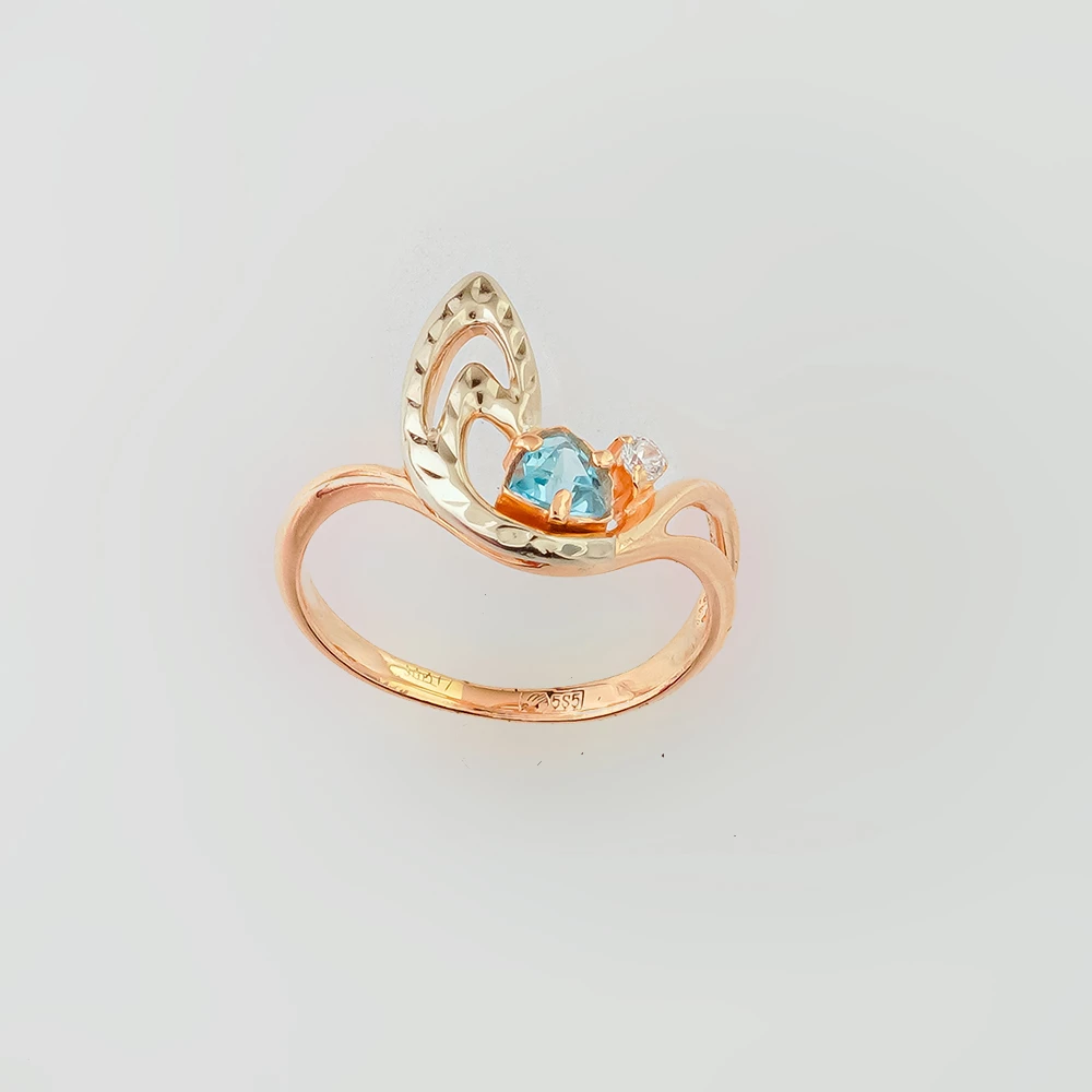 Кольцо с топазом из красного золота 585 пробы