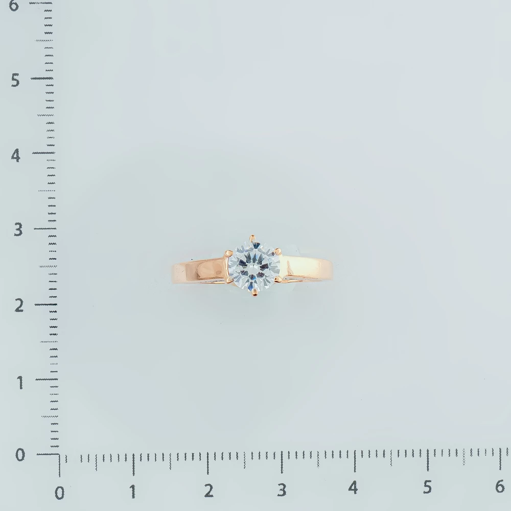 Кольцо с фианитом из красного золота 585 пробы