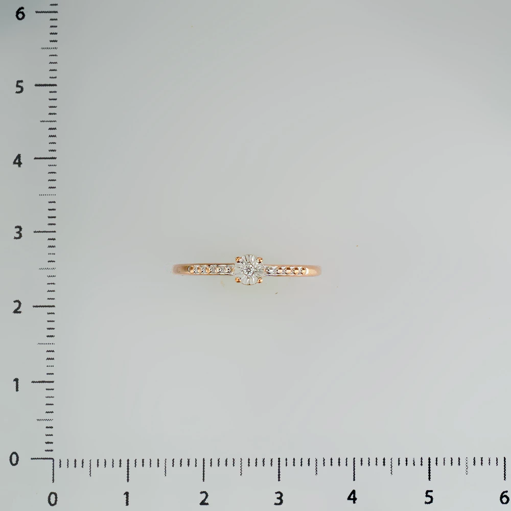 Кольцо с бриллиантом из красного золота 585 пробы