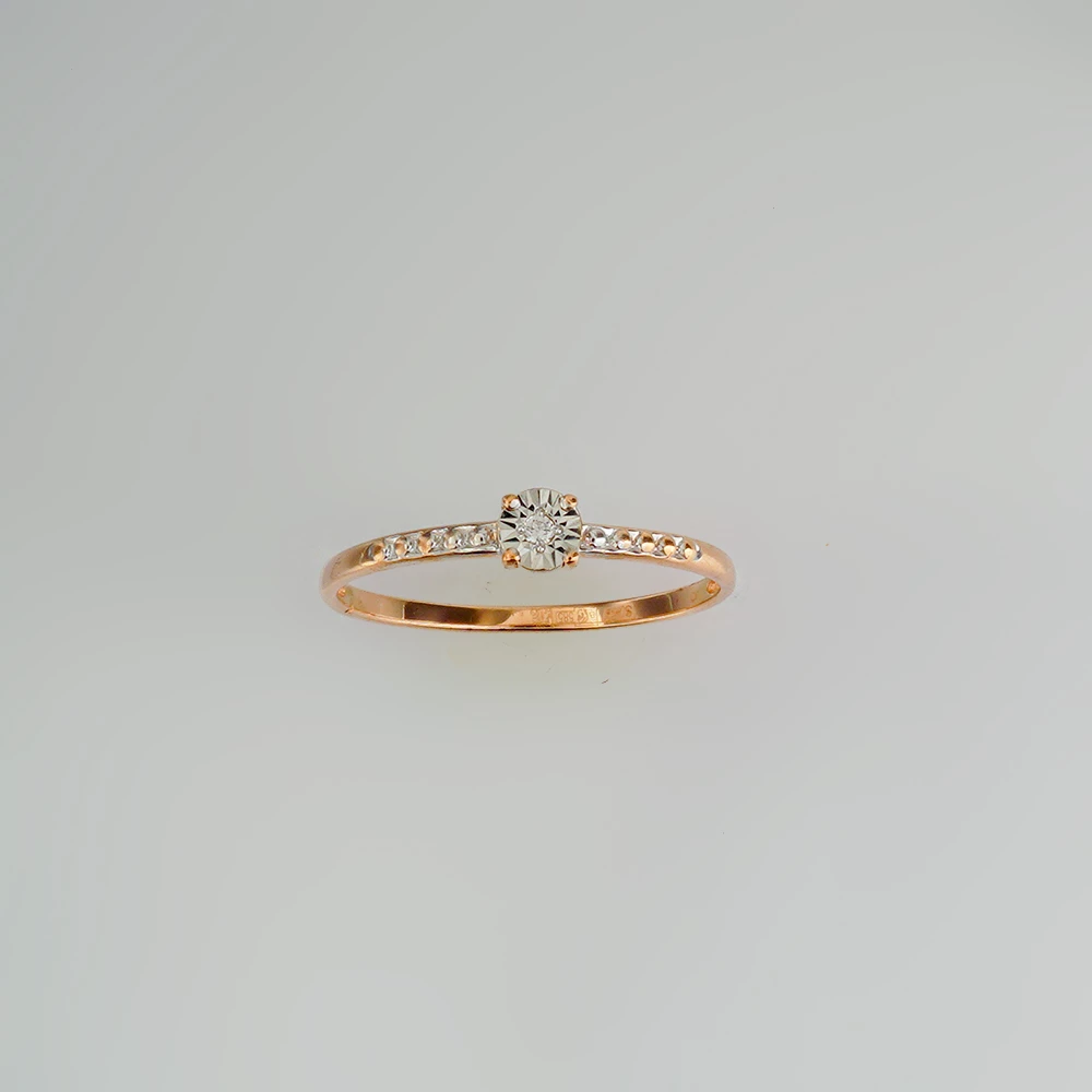 Кольцо с бриллиантом из красного золота 585 пробы