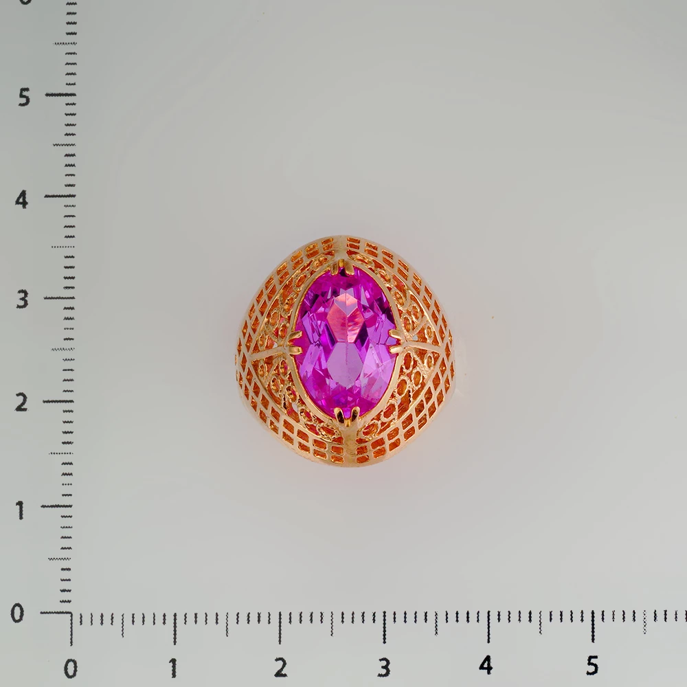 Кольцо с фианитом из красного золота 583 пробы