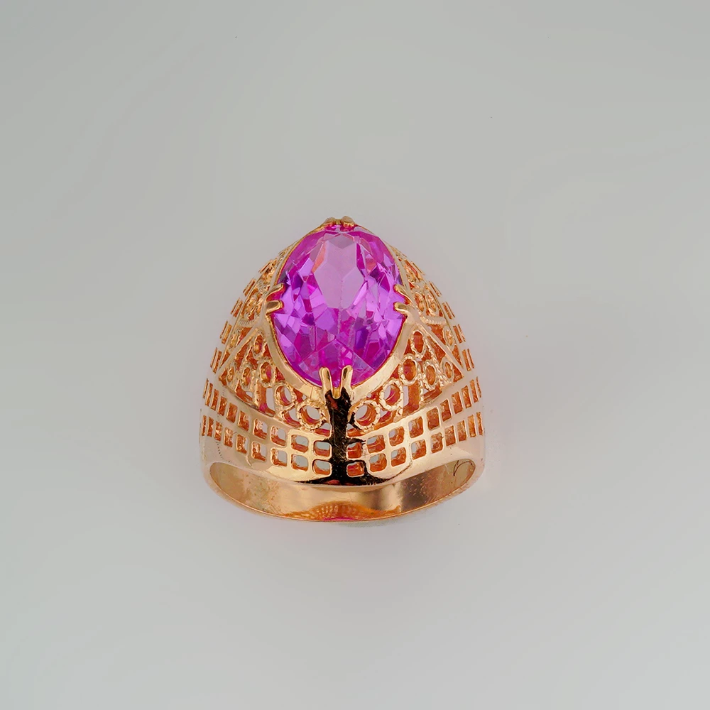 Кольцо с фианитом из красного золота 583 пробы