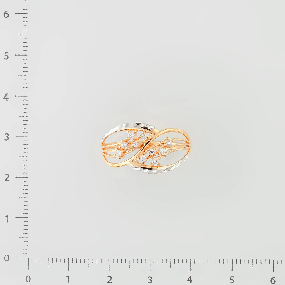 Кольцо с фианитом из красного золота 585 пробы