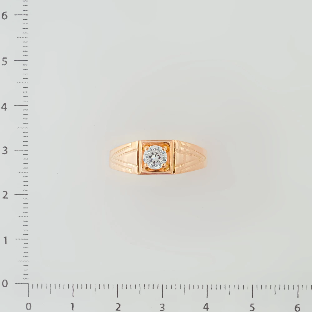 Кольцо с фианитом из красного золота 585 пробы