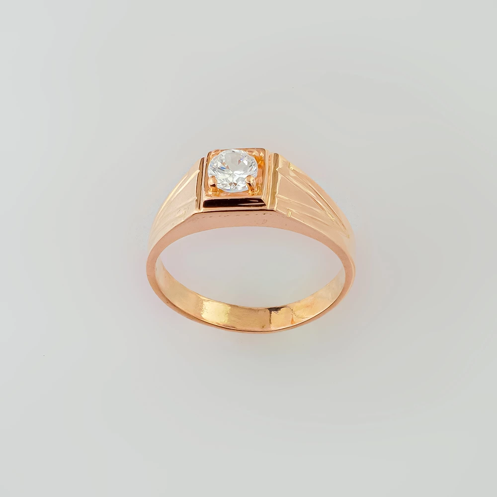 Кольцо с фианитом из красного золота 585 пробы