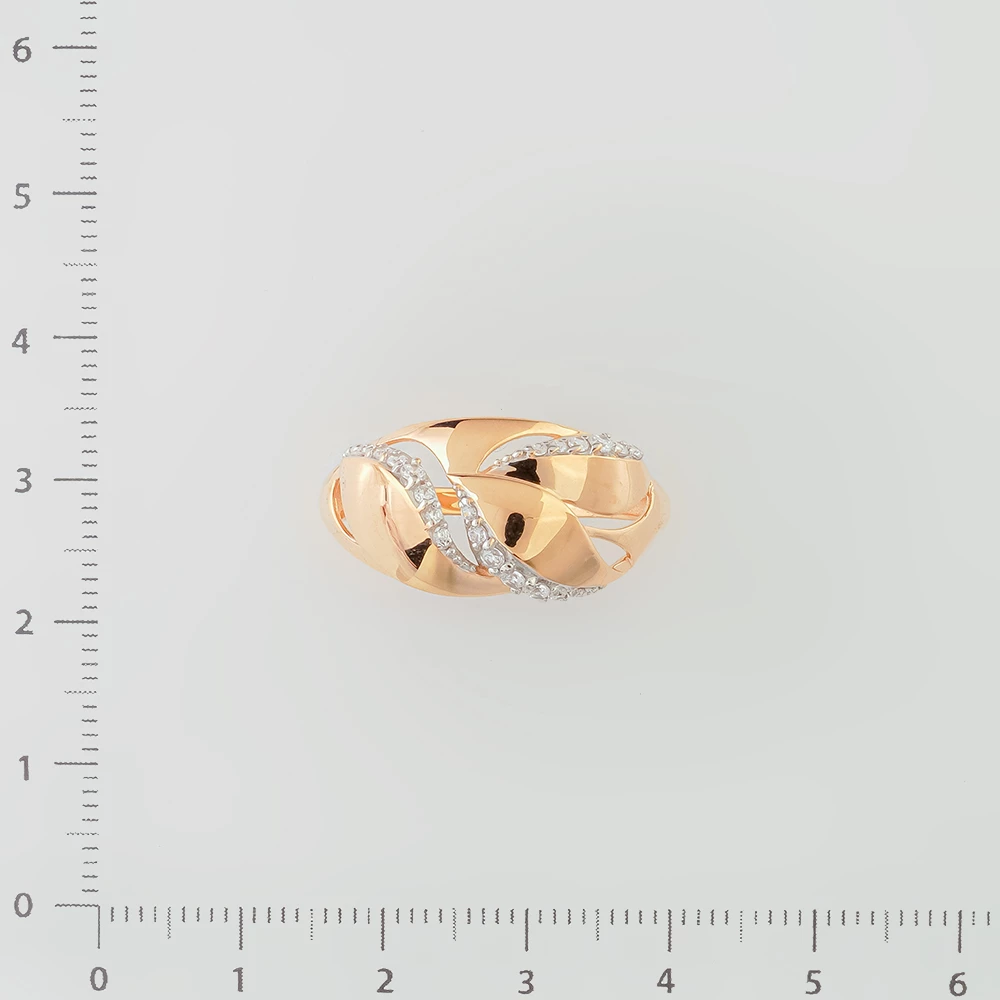 Кольцо с фианитом из красного золота 585 пробы