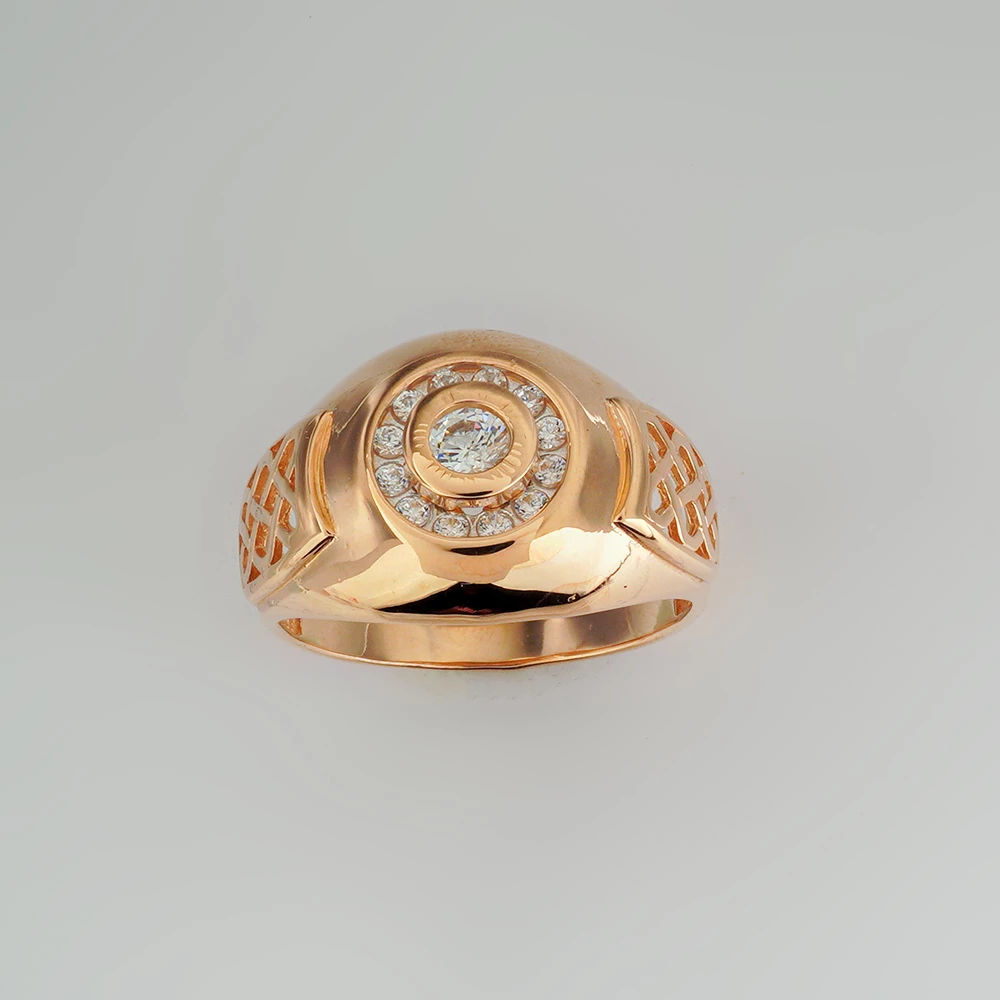 Кольцо с фианитом из красного золота 585 пробы