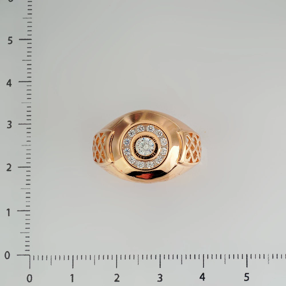 Кольцо с фианитом из красного золота 585 пробы