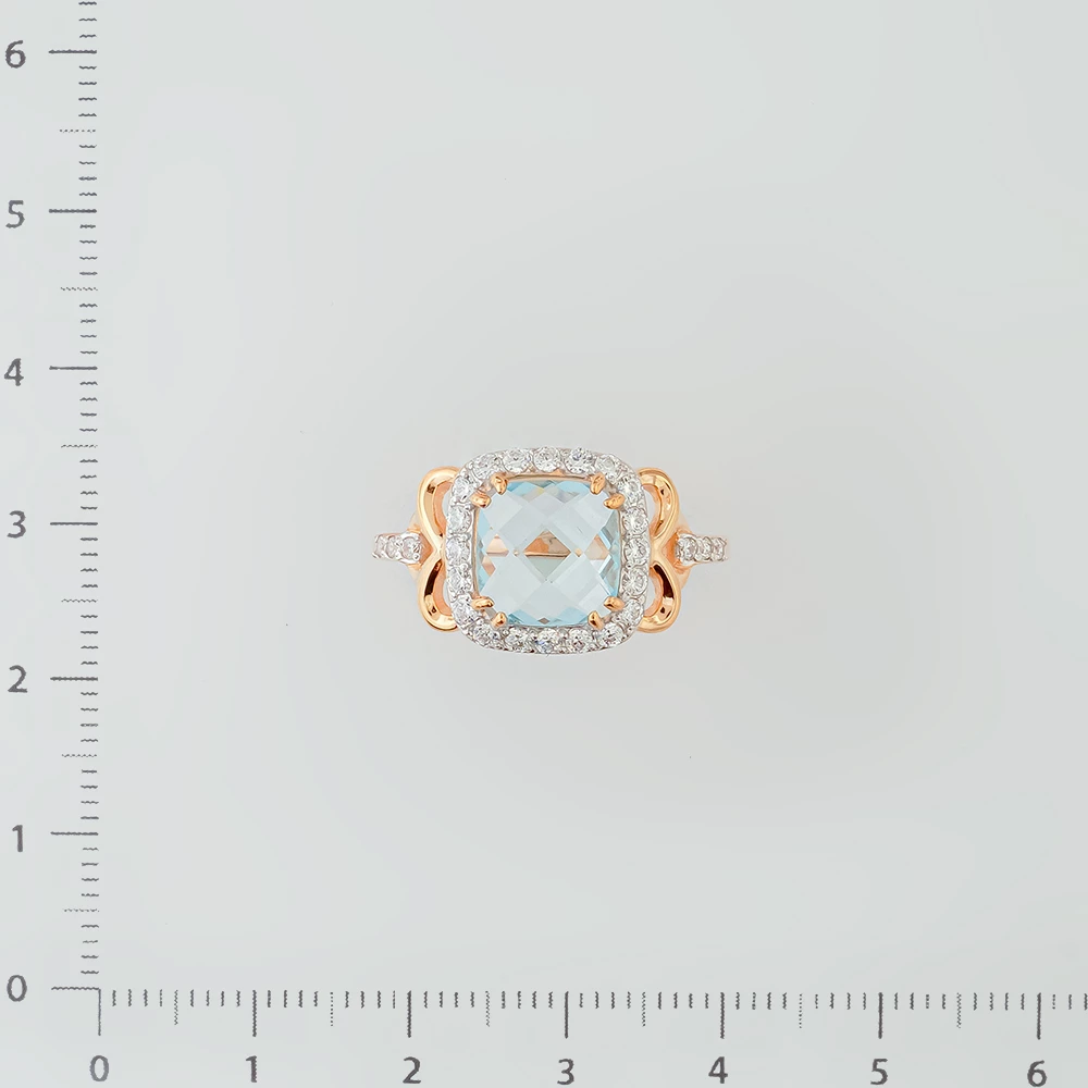 Кольцо с топазом из красного золота 585 пробы