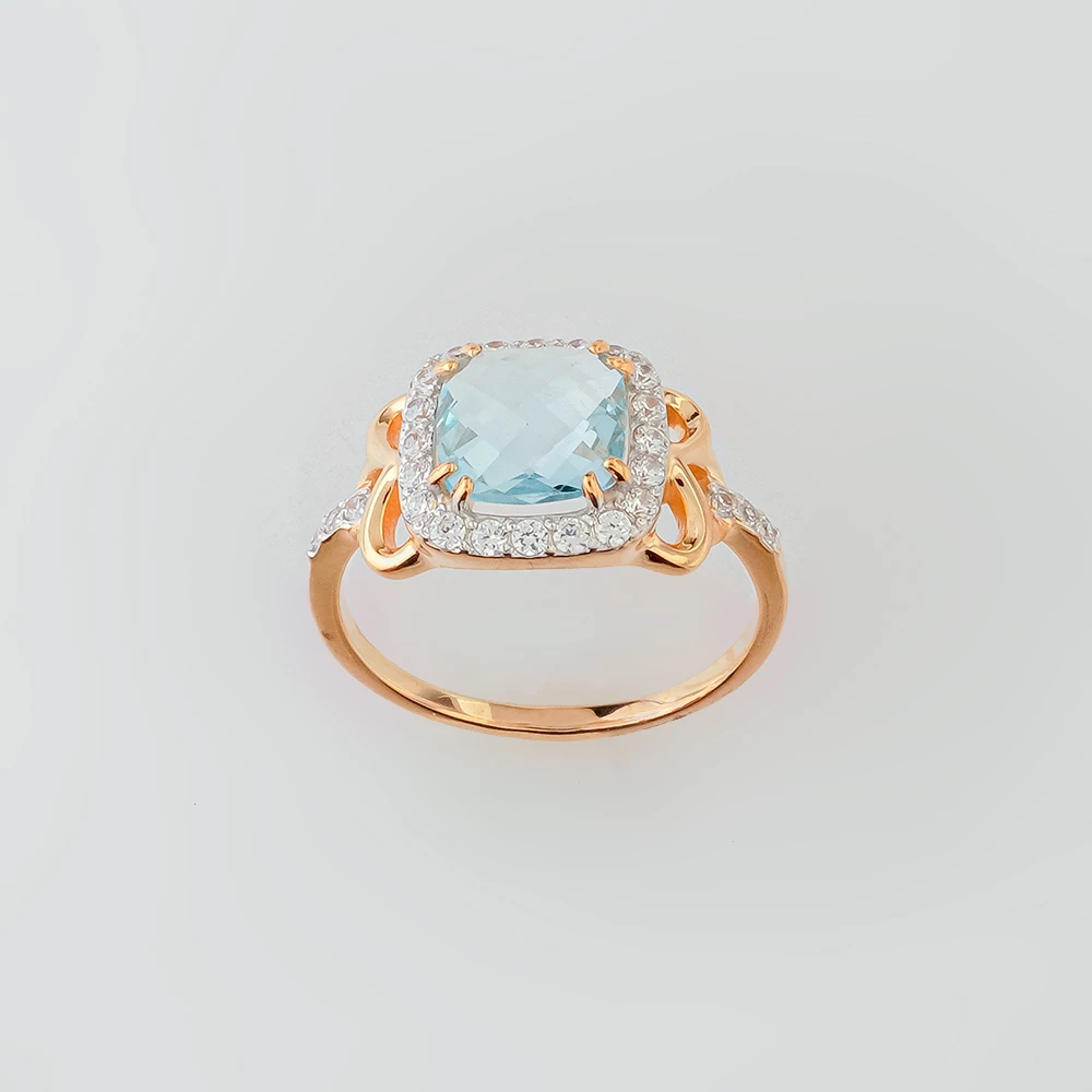 Кольцо с топазом из красного золота 585 пробы