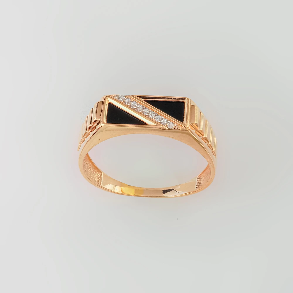 Кольцо с фианитом из красного золота 375 пробы