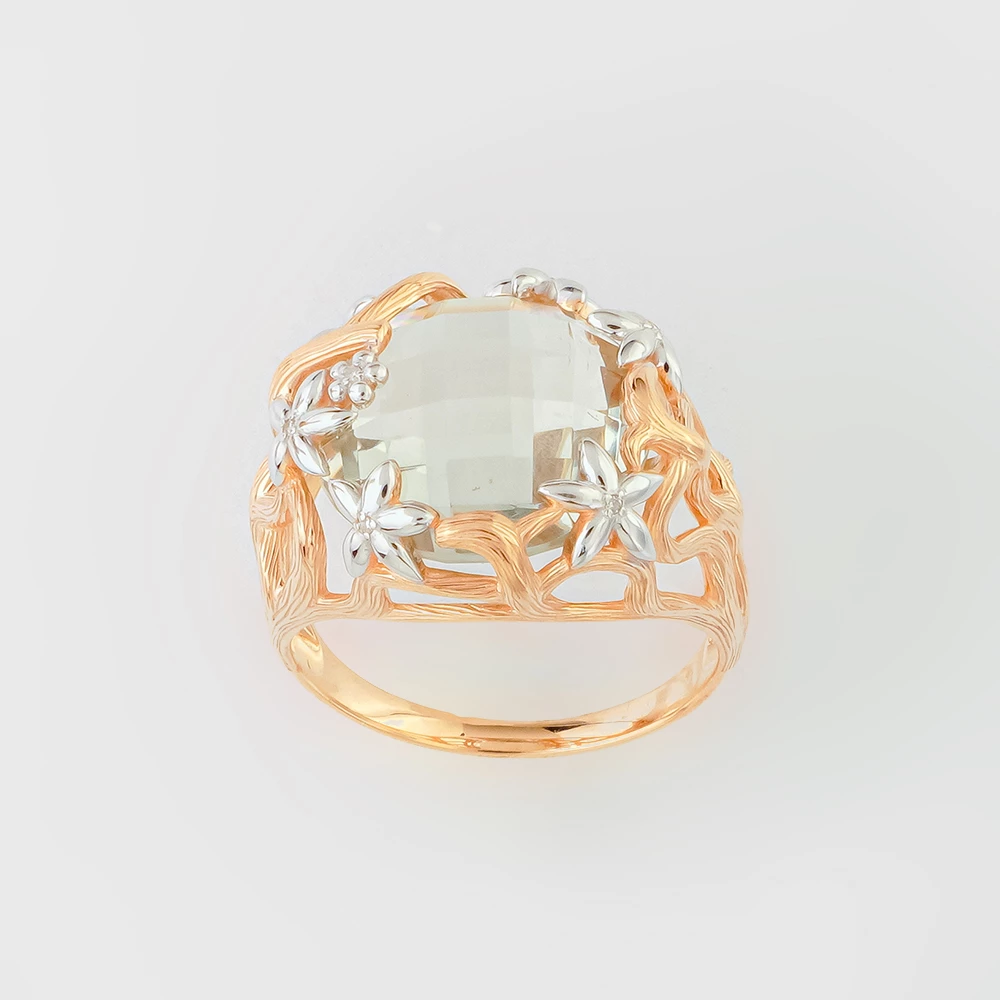 Кольцо с празиолитом из красного золота 585 пробы