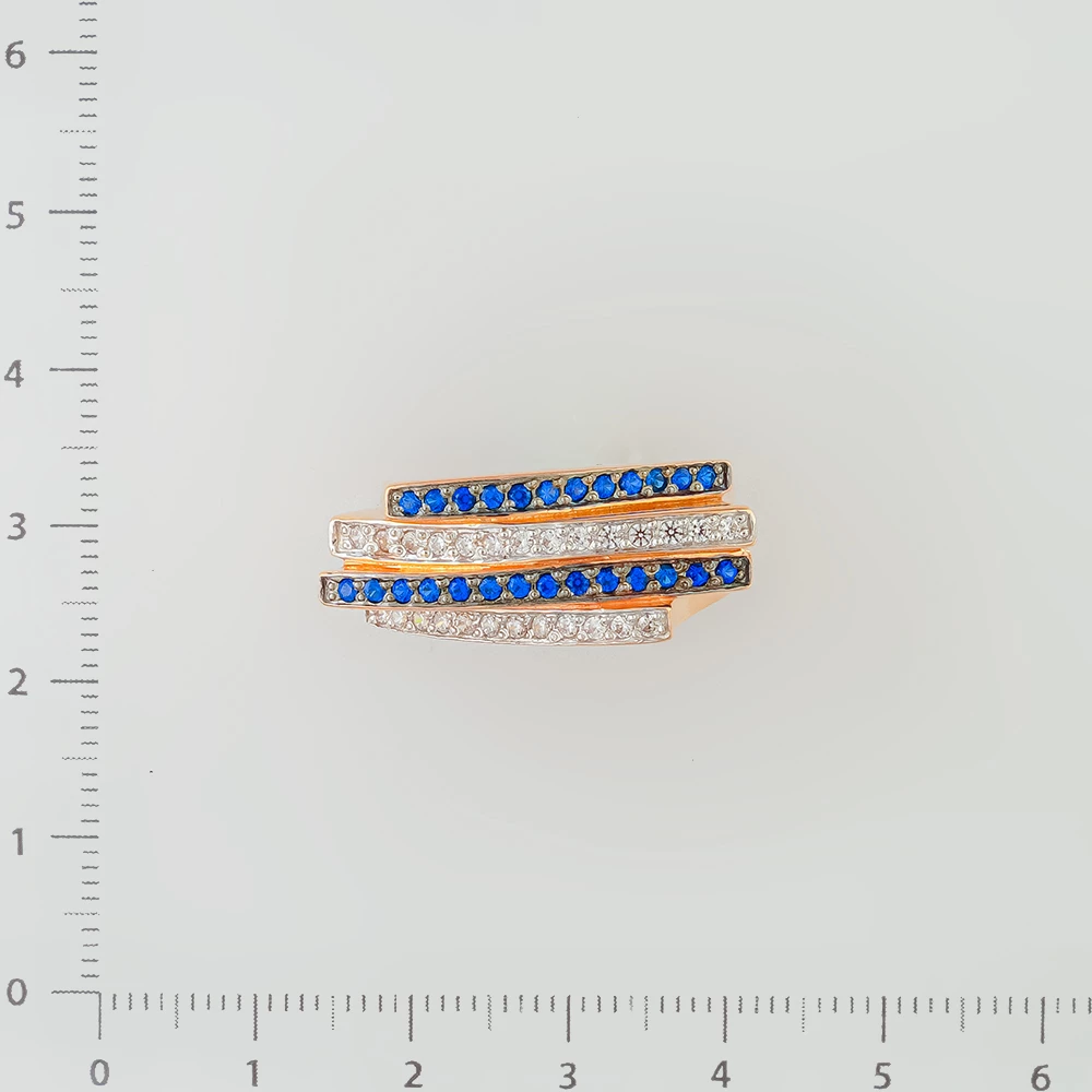 Кольцо с фианитом из красного золота 585 пробы