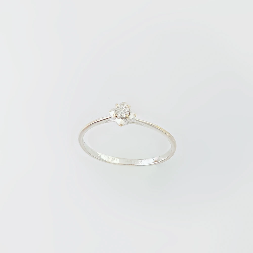 Кольцо с бриллиантом из белого золота 585 пробы