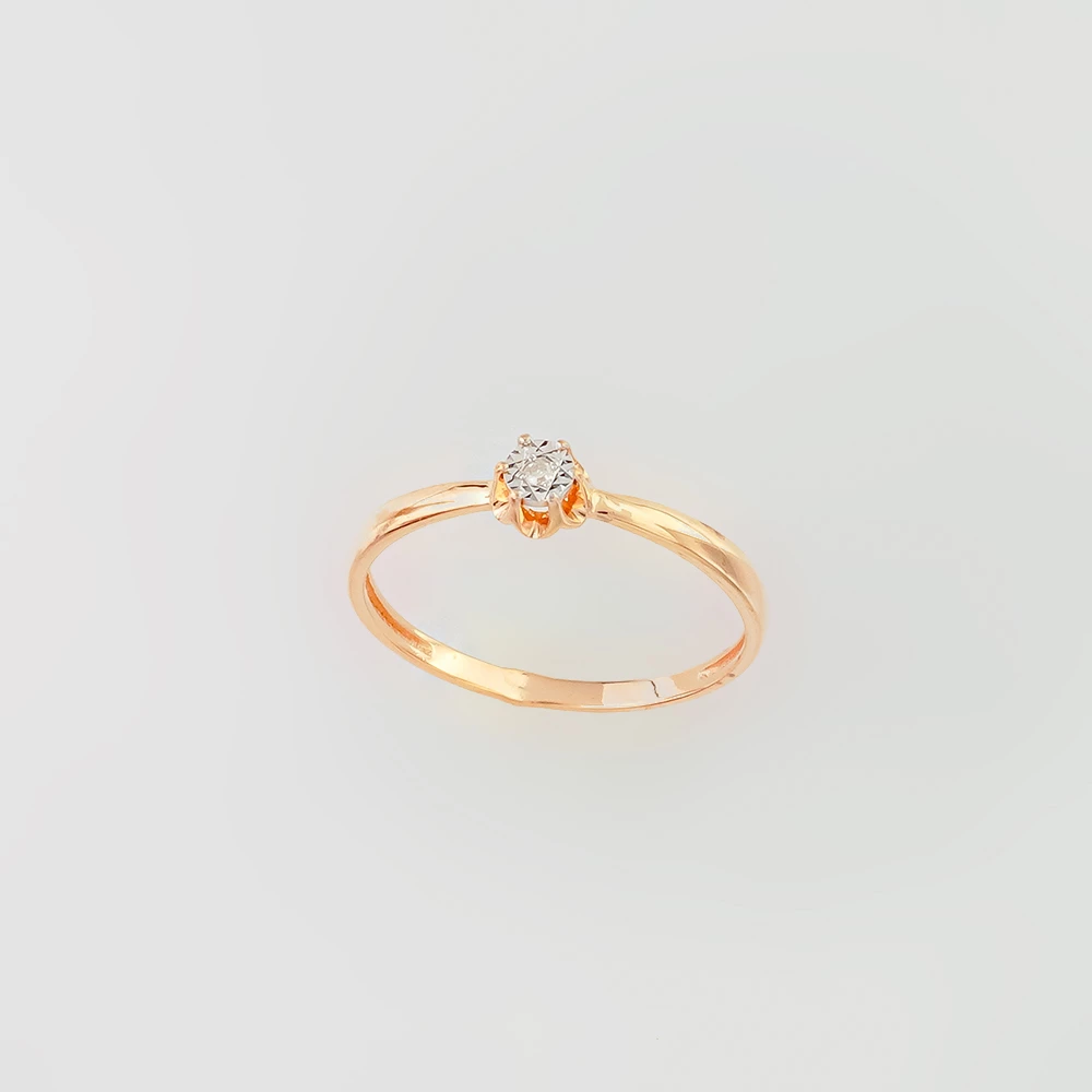 Кольцо с бриллиантом из красного золота 585 пробы