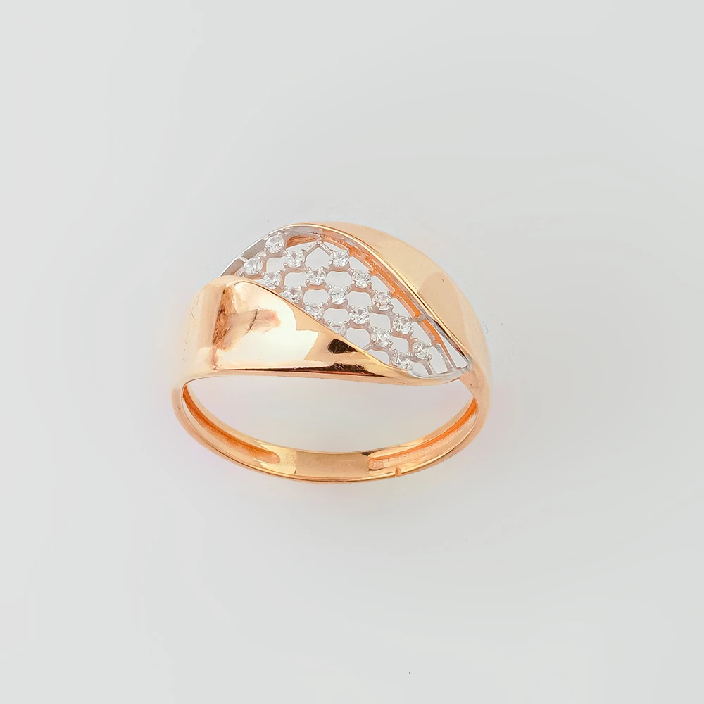 Кольцо с фианитом из красного золота 585 пробы