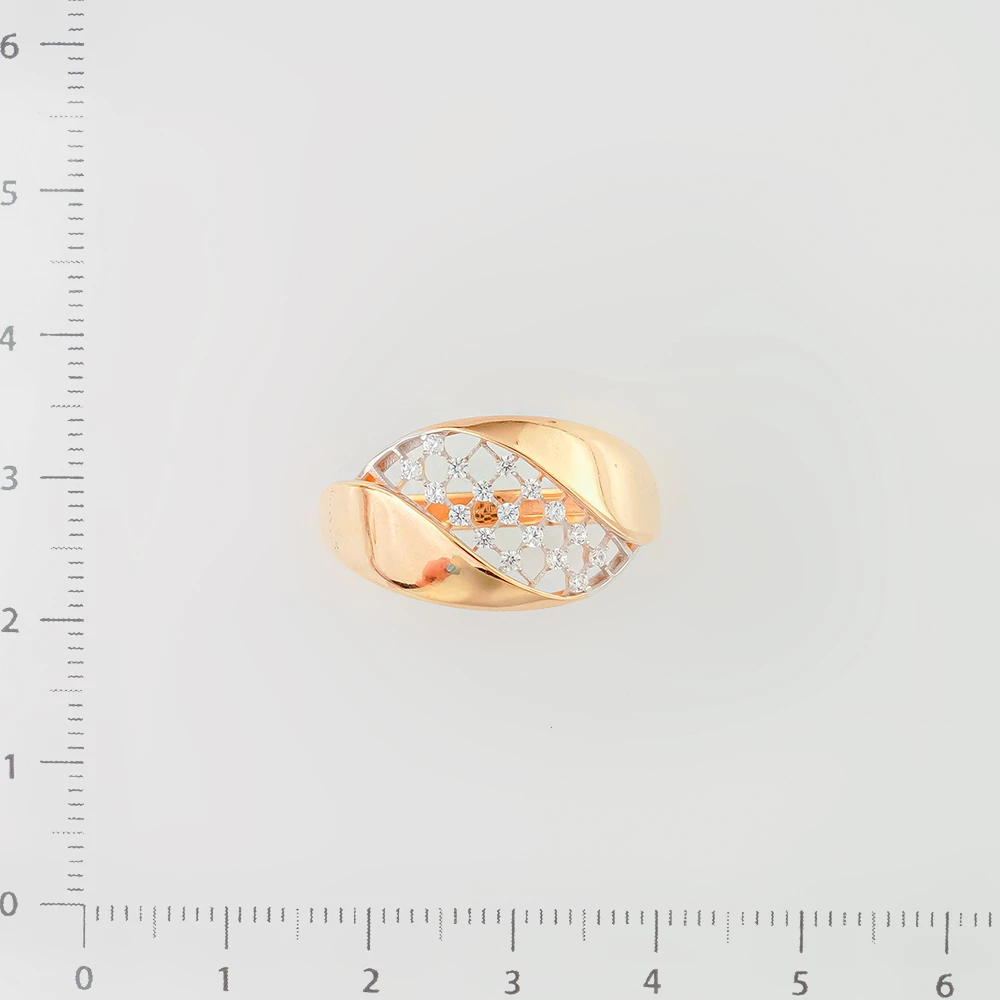 Кольцо с фианитом из красного золота 585 пробы